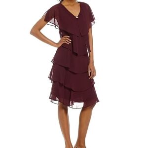 Elegant Burgundy Layered Dress